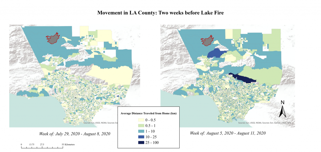 Map of Jovany Cota's work on wildfires and COVID-19 mobility.